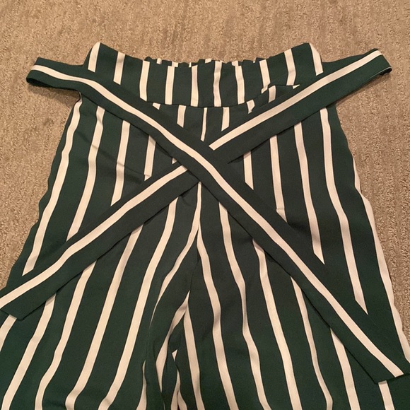 Green/white stripe pants with built in belt - super cute! - Picture 2 of 3